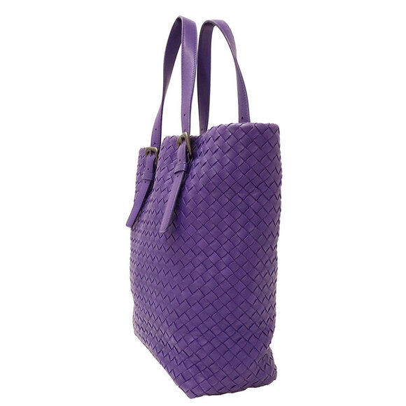 BOTTEGA VENETA Purple Leather Intrecciato Tote Bag - Picture 4 of 13